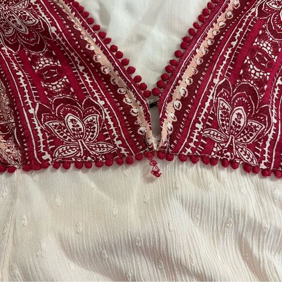 Free Peope My Love Balloon Sleeve Mixed Print V Neck Long  Sleeve Small - Picture 12 of 13